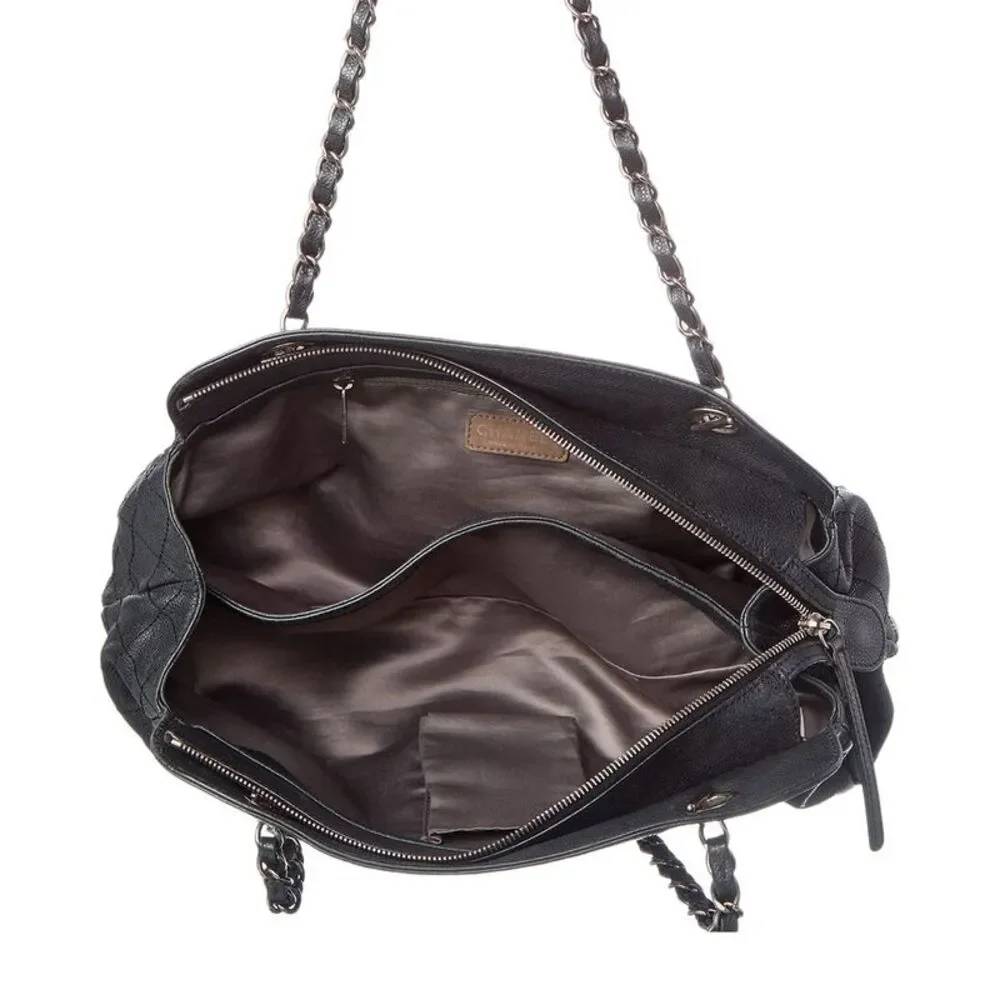 Chanel Black Calfskin Leather Cc Tote (Authentic Pre-Loved)